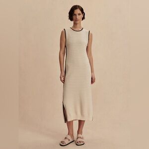 Varley Cream and Black Midi Dress